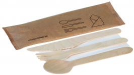 WRAPPED WOODEN CUTLERY 4PC - 250